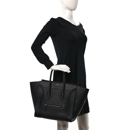 Celine Drummed Calfskin Mini Luggage Black 3 of 13