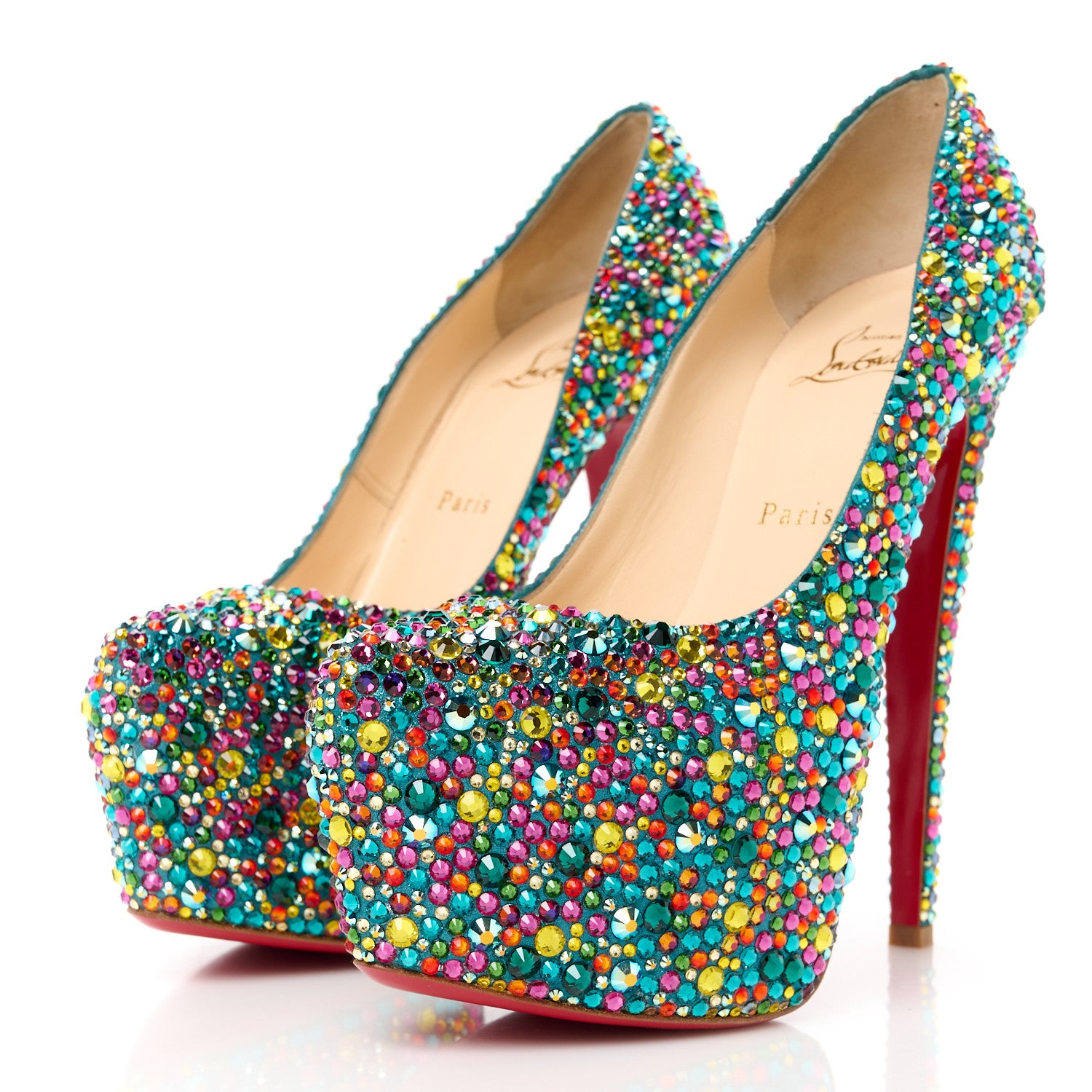 Christian Louboutin Crystal Suede Burma Daffodile Strass 160 Pumps 39.5 Multicolor 3 of 8