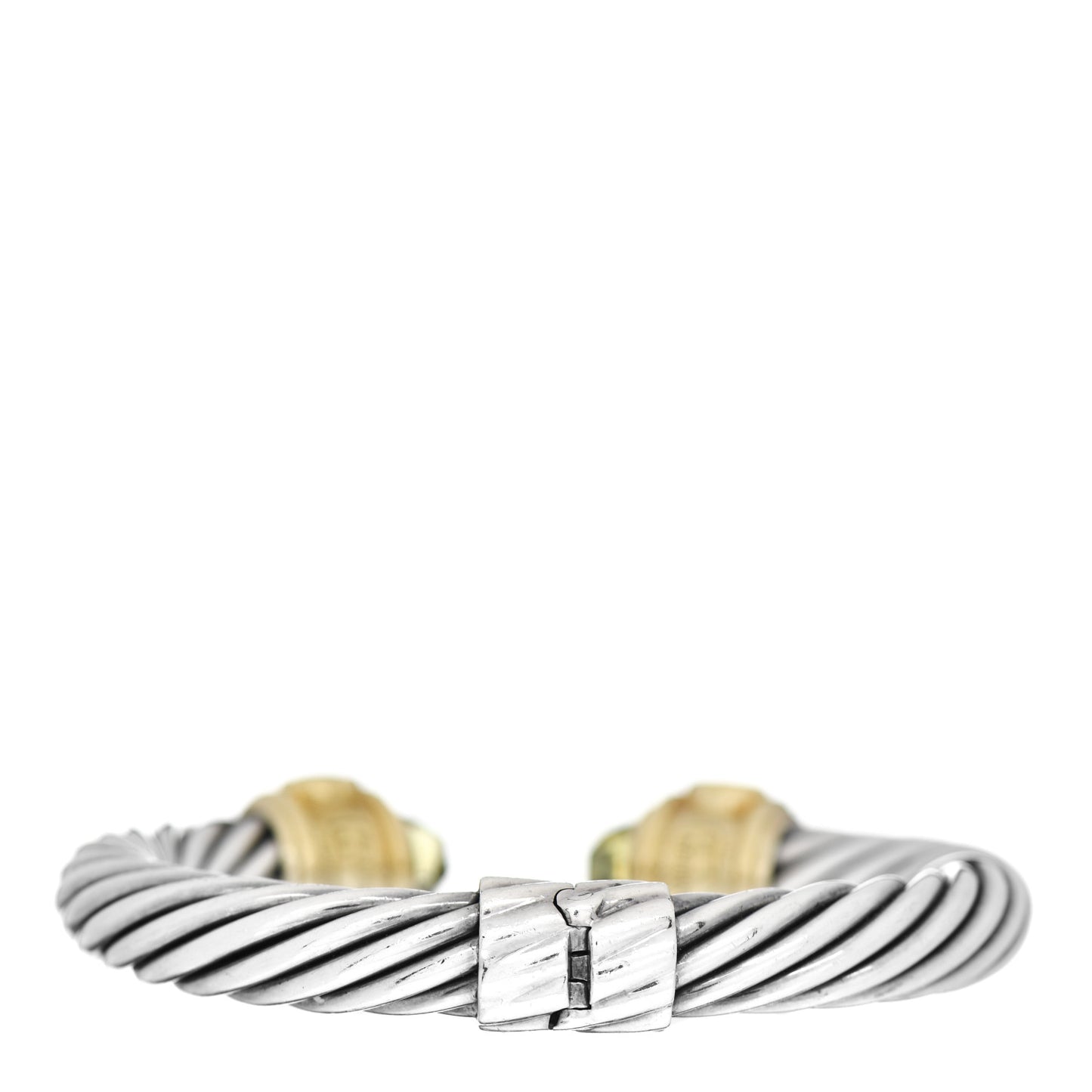Sterling Silver 14K Yellow Gold Peridot Prasiolite Citrine 10mm Cable Renaissance Bracelet