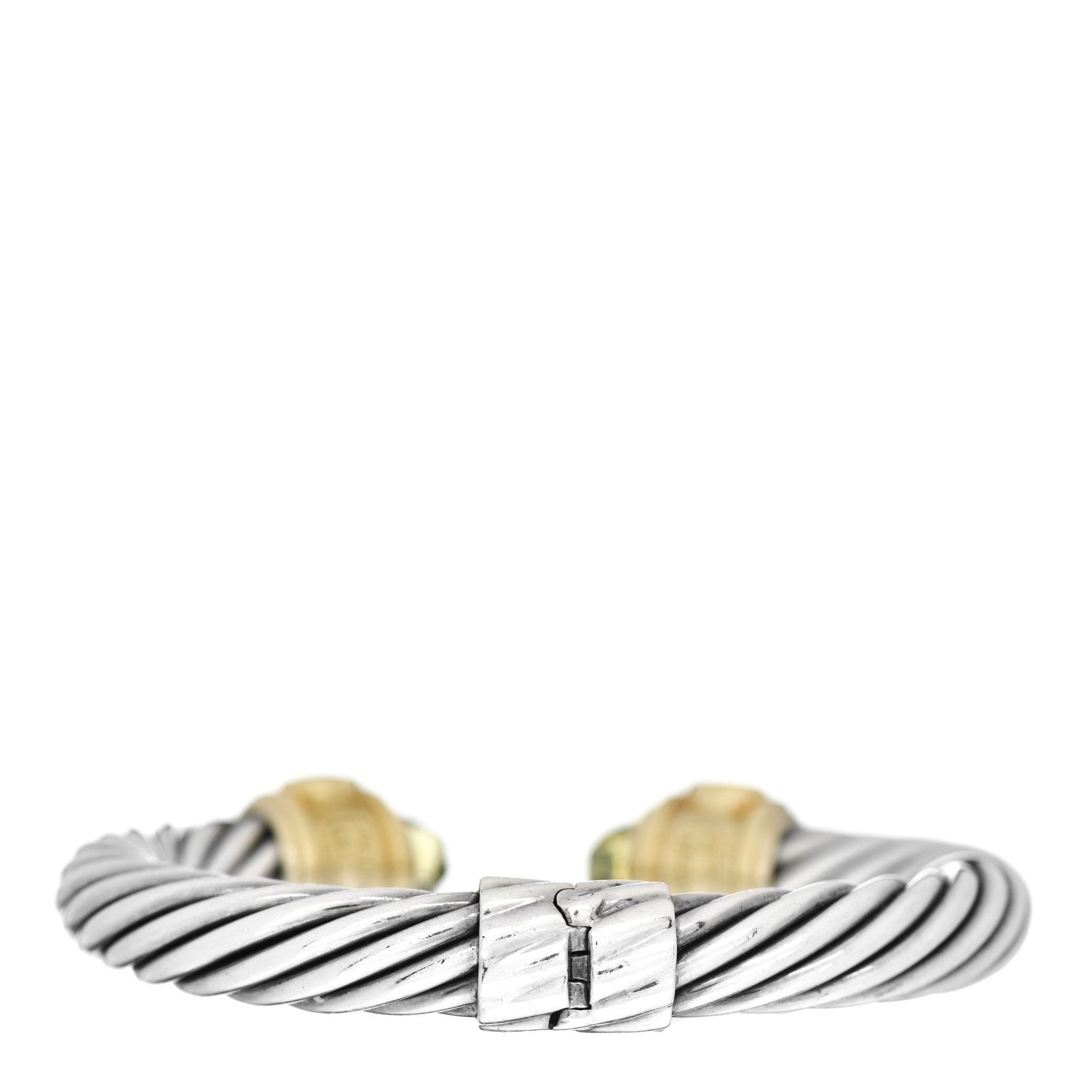 David Yurman Sterling Silver 14K Yellow Gold Peridot Prasiolite Citrine 10mm Cable Renaissance Bracelet 2 of 3