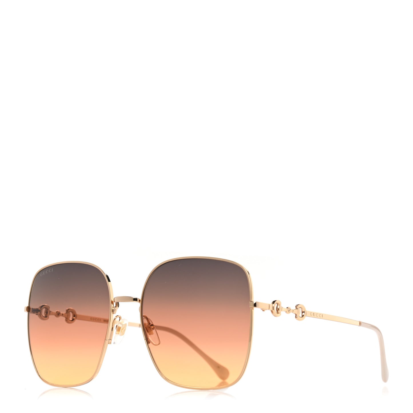 Metal Horsebit Square Frame Sunglasses GG0879S Gold
