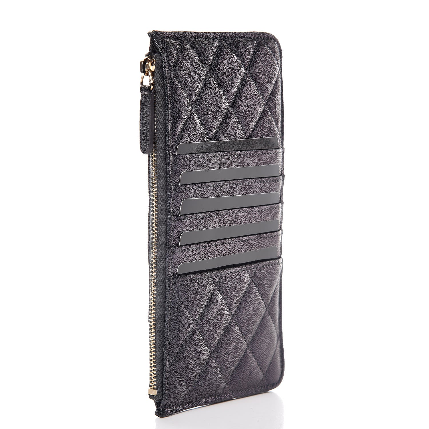 Chanel Iridescent Caviar Quilted Classic Flat Wallet Pouch Black 3 of 8
