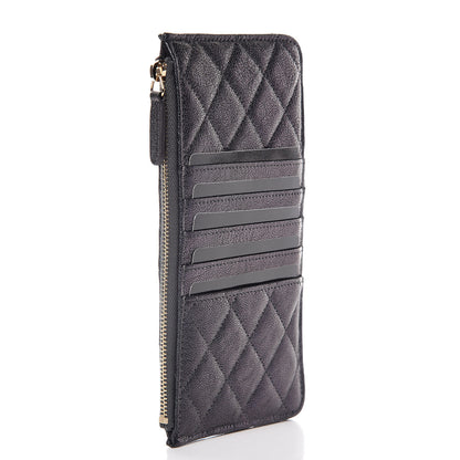 Chanel Iridescent Caviar Quilted Classic Flat Wallet Pouch Black 3 of 8