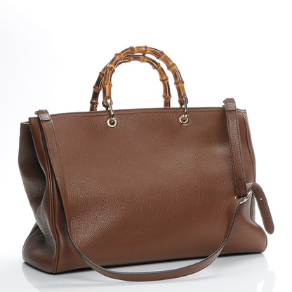 Gucci Cellarius Calfskin Large Bamboo Shopper Tote Acero 4 of 8