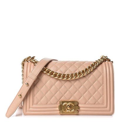 Chanel Caviar Quilted Medium Boy Flap Beige 1 of 14