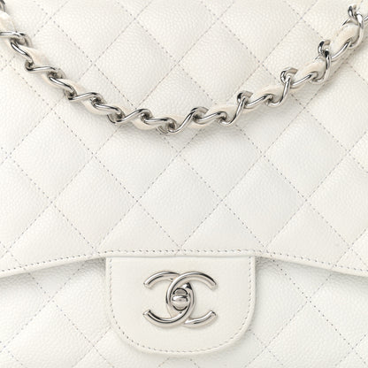 Chanel Caviar Quilted Jumbo Single Flap White 8 of 11