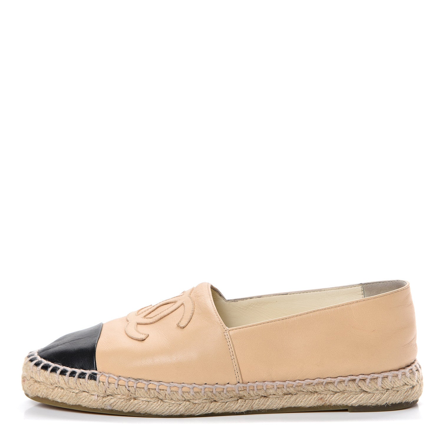 Chanel Lambskin CC Espadrilles 38 Beige Black 1 of 17