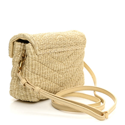 Saint Laurent Raffia Monogram Toy Loulou Chain Satchel Naturale 3 of 10