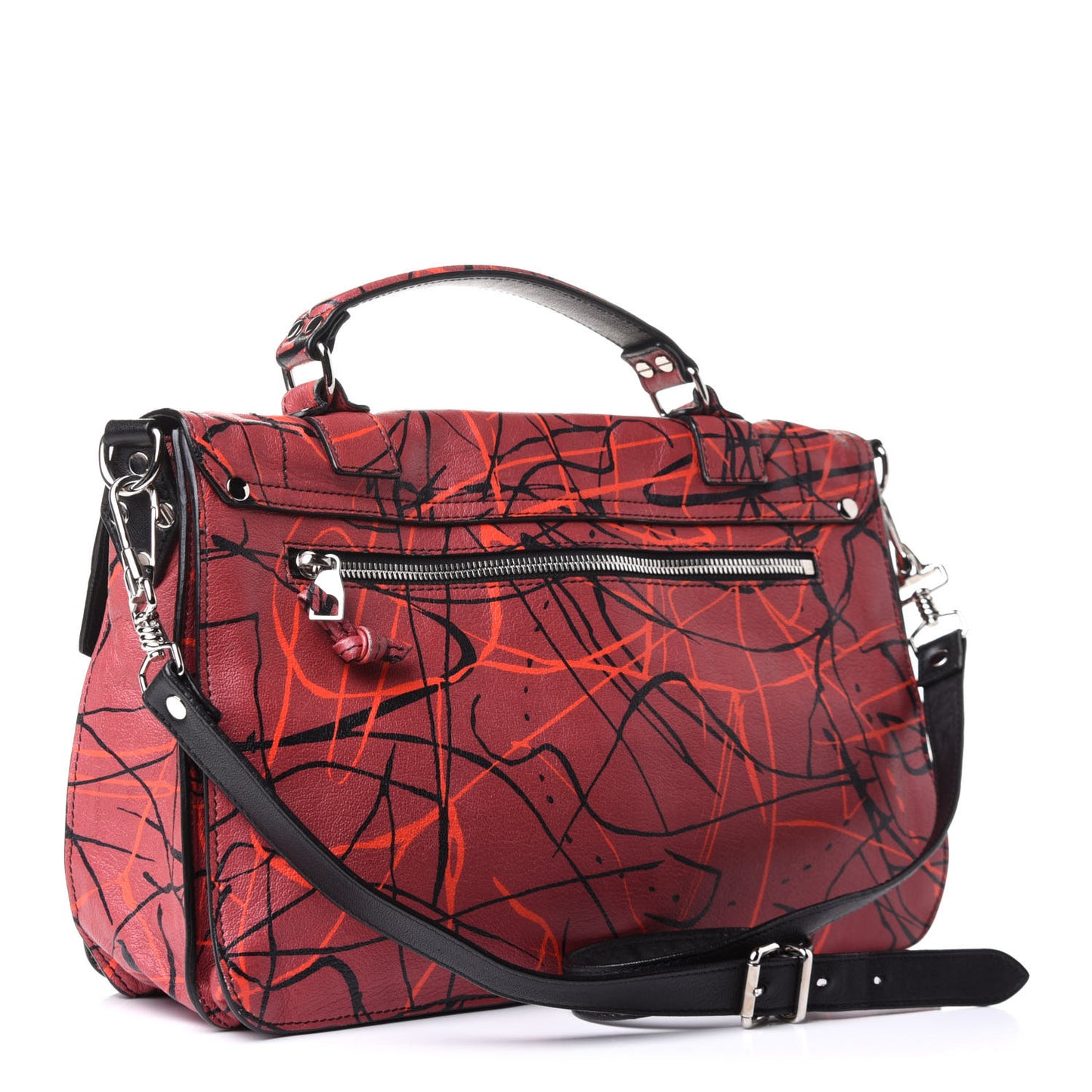 Calfskin Scribble Print Medium PS1 Satchel Red