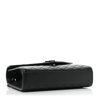 Saint Laurent Grain De Poudre Textured Mixed Matelasse Triquilt Medium Monogram Satchel Black 3 of 11