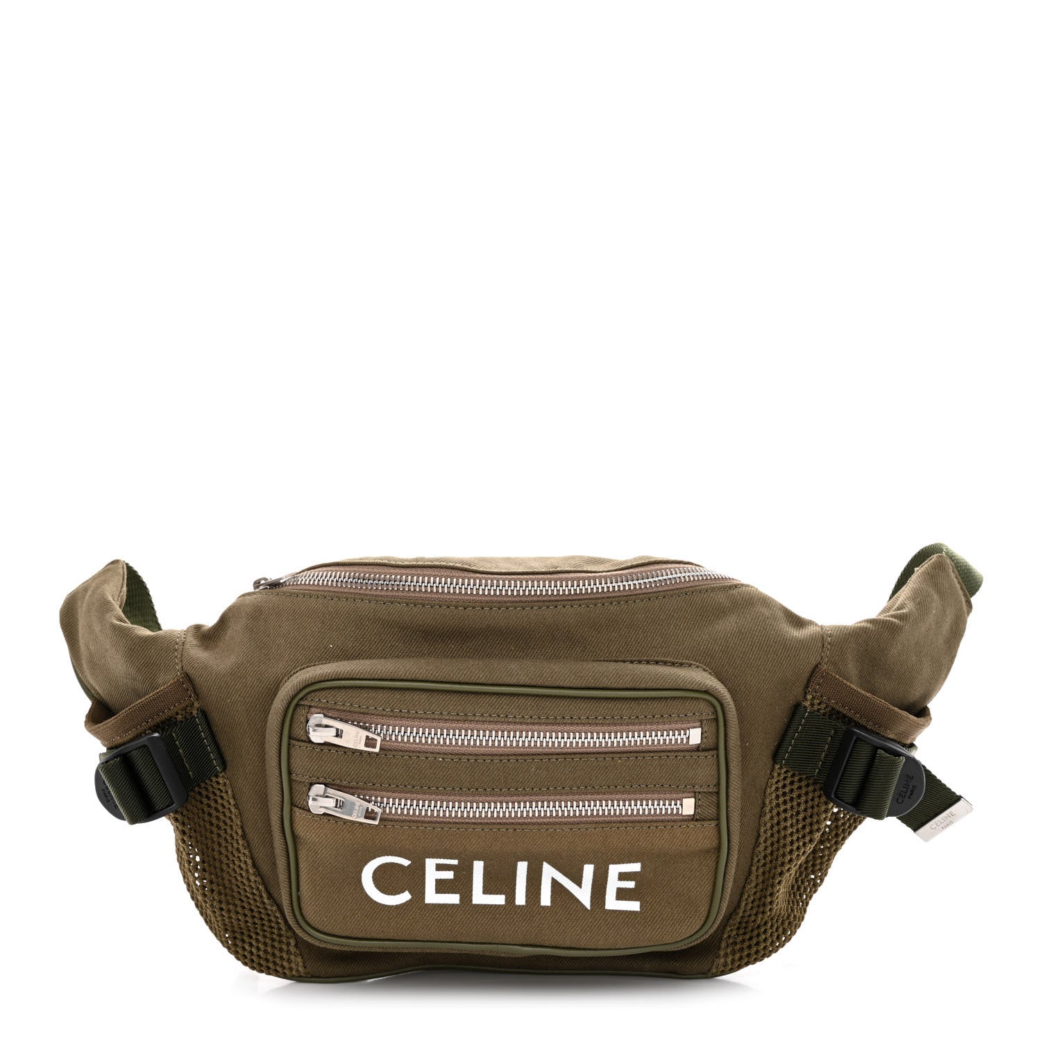 Celine Cotton Gabardine Logo Print Trekking Belt Bag Khaki 1 of 10