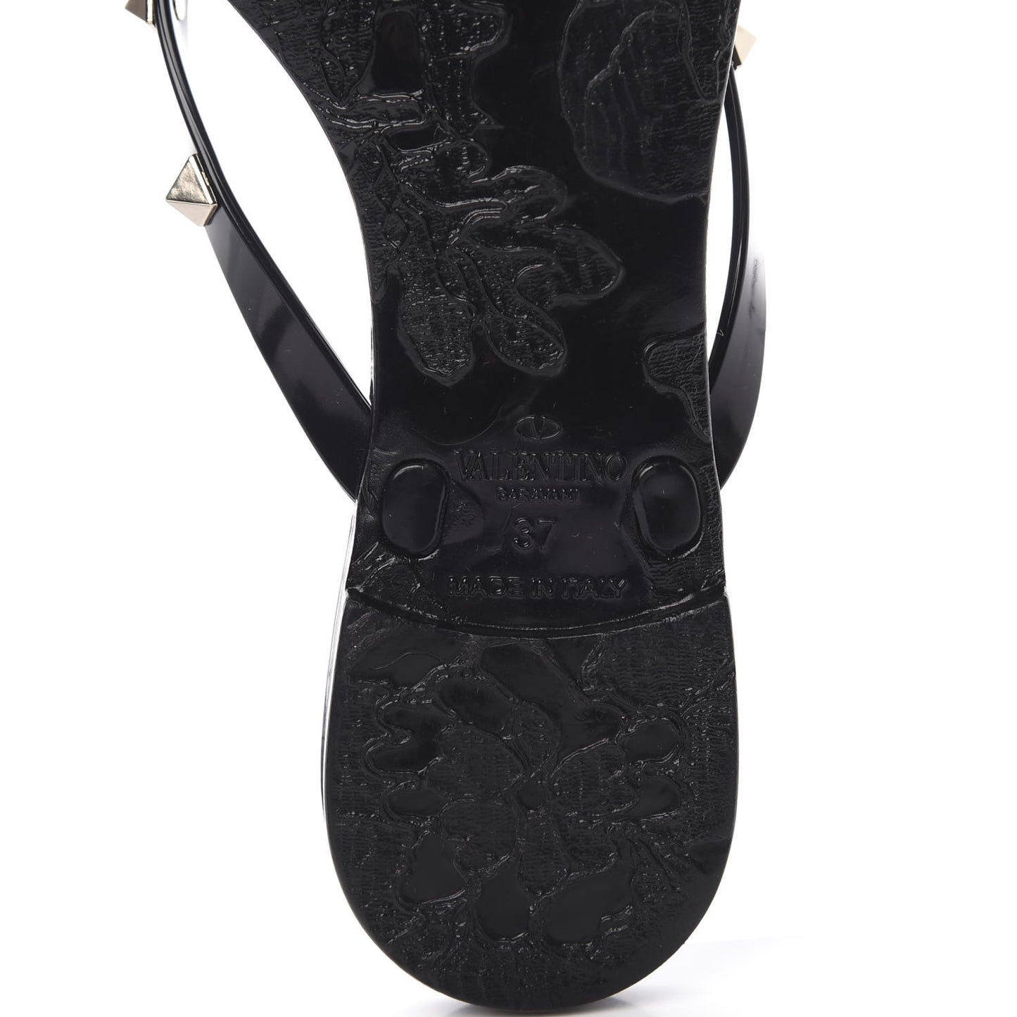 PVC Jelly Rockstud Bow Thong Sandals 37 Black