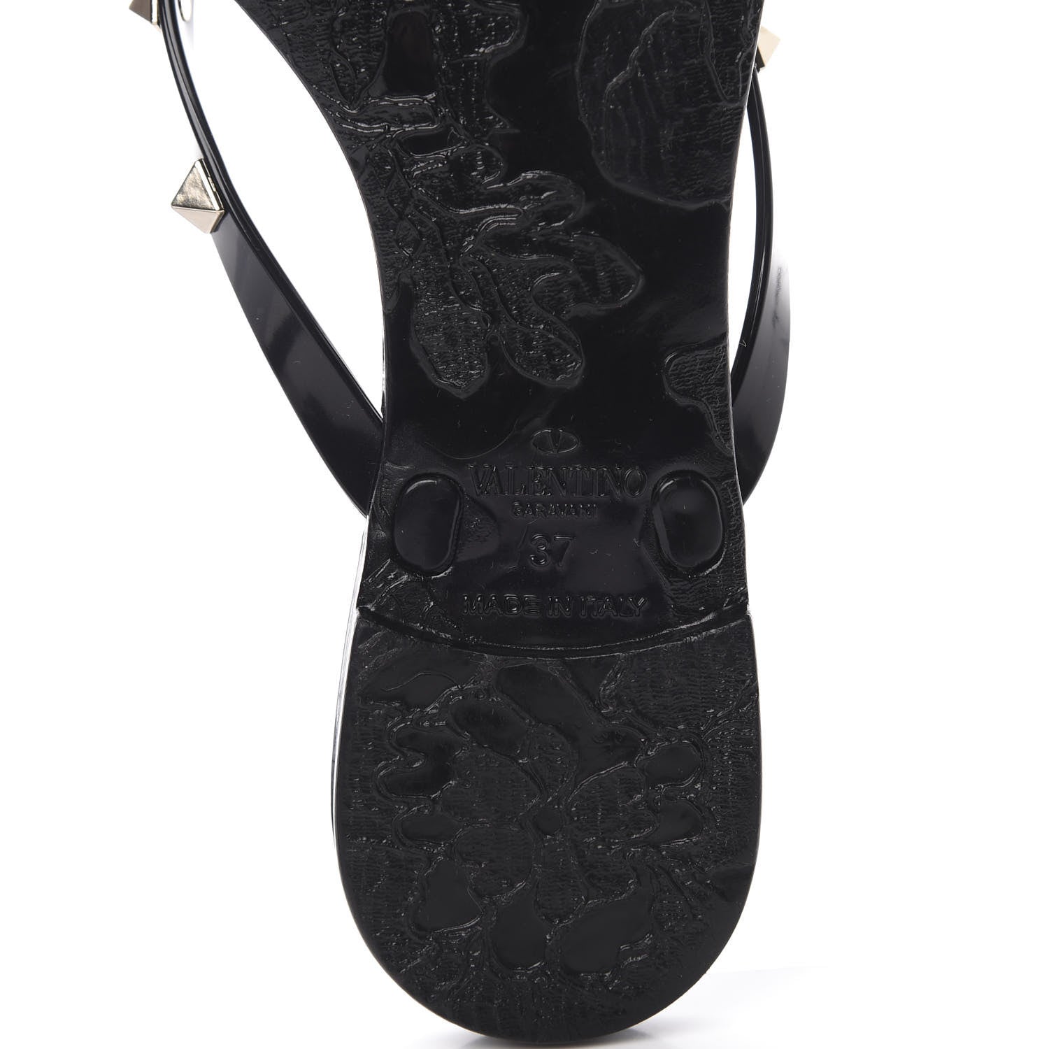 Valentino Garavani PVC Jelly Rockstud Bow Thong Sandals 37 Black 6 of 8