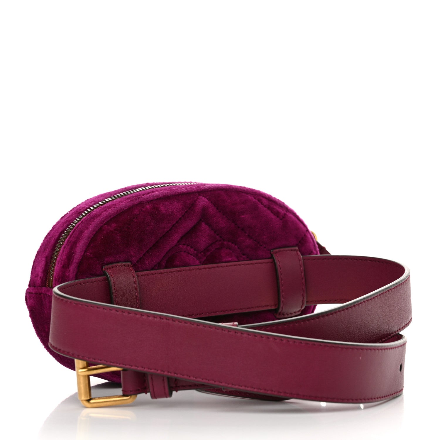 Gucci Velvet Matelasse GG Marmont Belt Bag 85 34 Fuchsia Violet Cyclamen 3 of 13