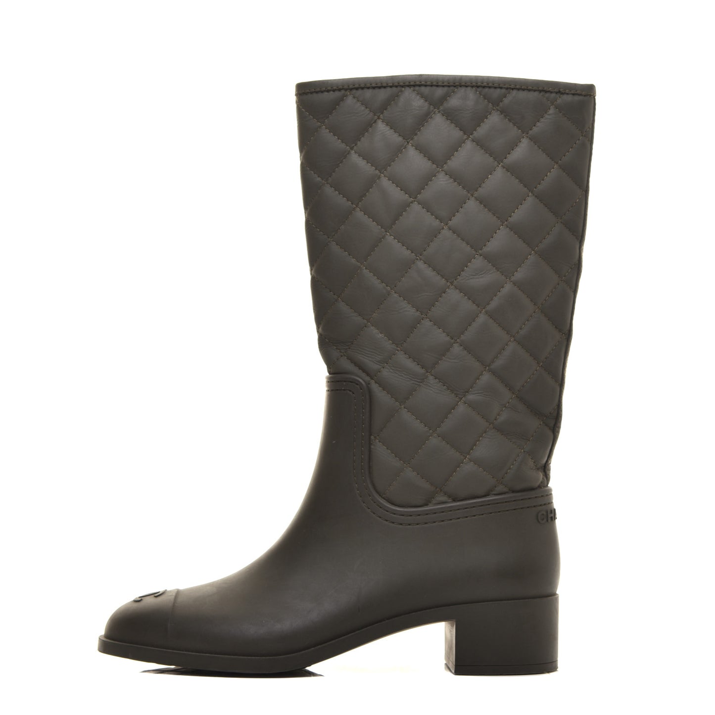 Rubber Quilted Rain Boots 38 Green