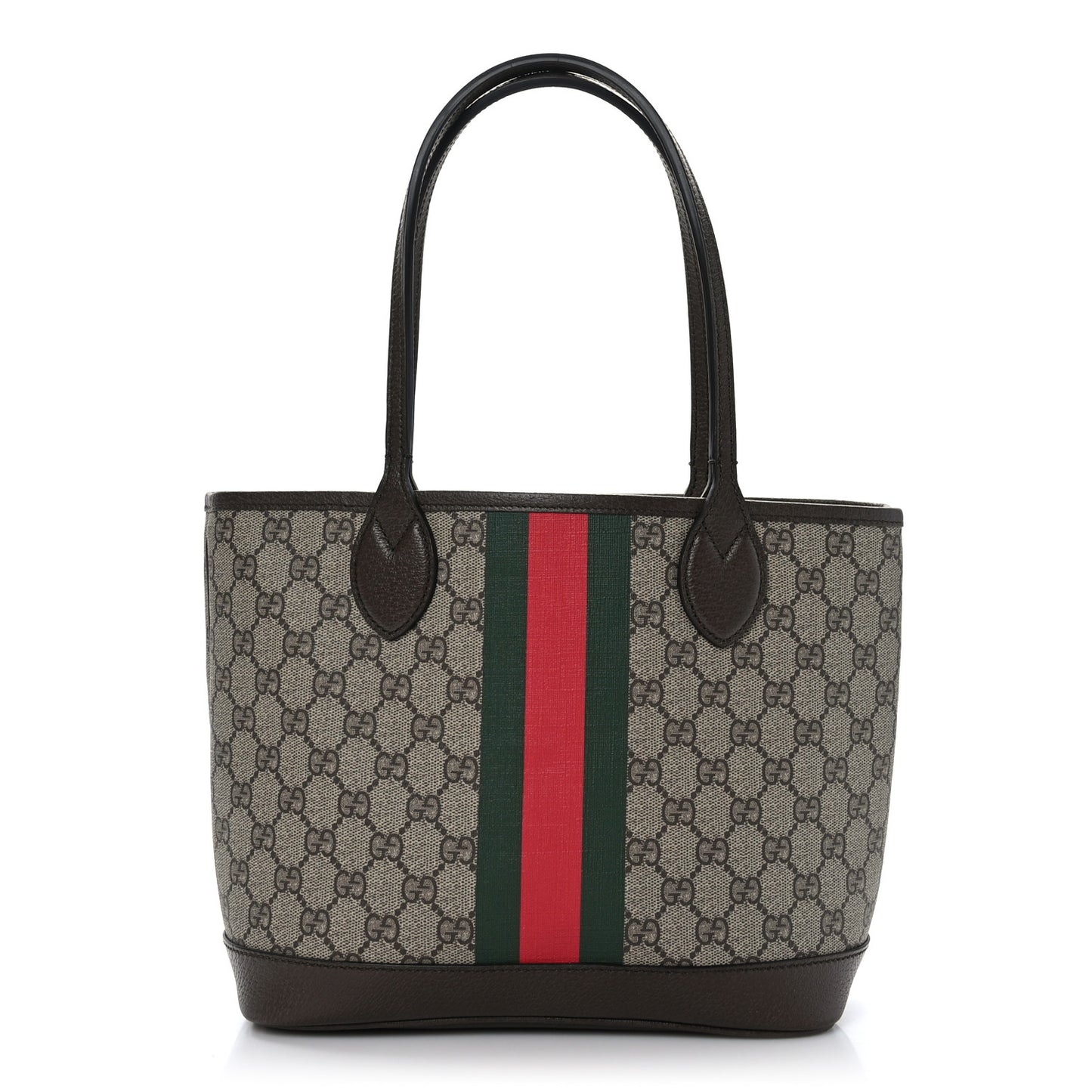GG Supreme Monogram Textured Dollar Calfskin Web Small Ophidia Tote Beige Ebony New Acero