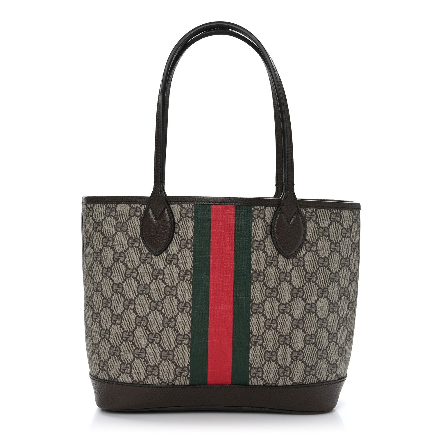 Gucci GG Supreme Monogram Textured Dollar Calfskin Web Small Ophidia Tote Beige Ebony New Acero 1 of 9