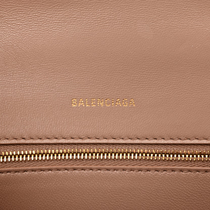 Balenciaga Shiny Calfskin Crocodile Embossed Small Hourglass Top Handle Bag Nude Beige 6 of 13