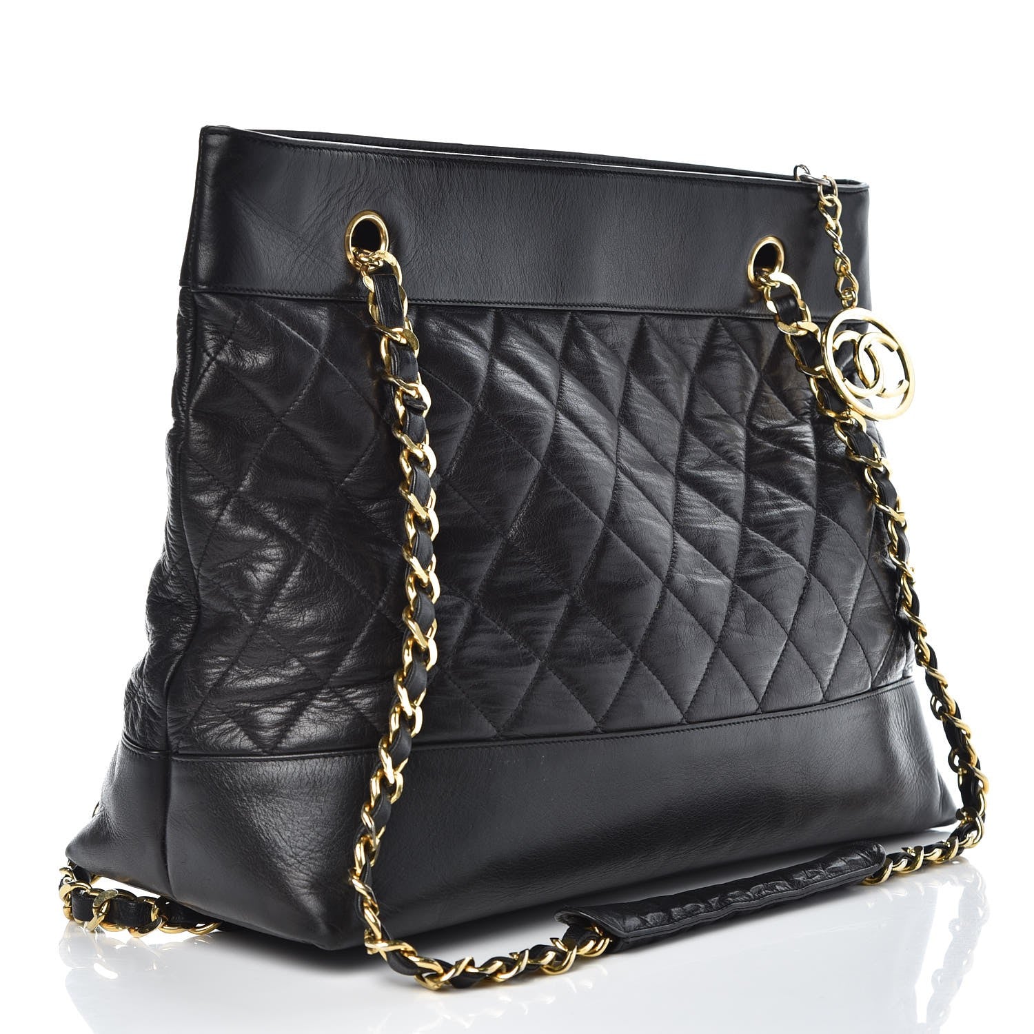 Chanel Lambskin Quilted Shopping Tote Black 3 of 7