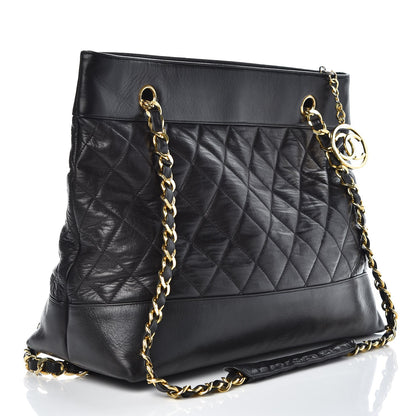 Chanel Lambskin Quilted Shopping Tote Black 3 of 7