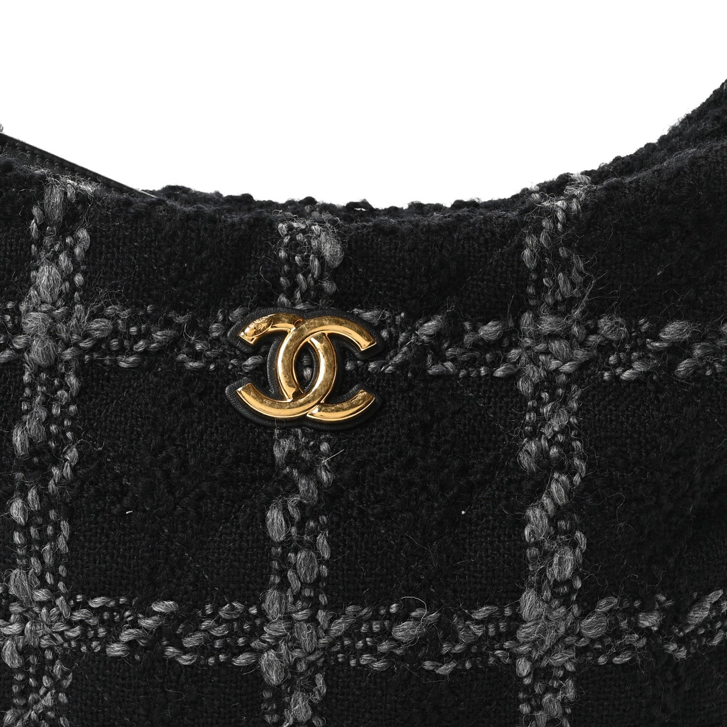 Chanel Cashmere Tweed Quilted CC Links Hobo Black Grey 8 of 11