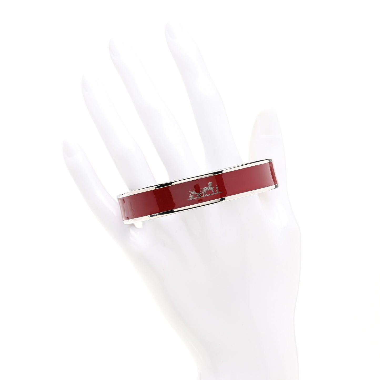Enamel Printed Narrow Caleche Bracelet 62 Rouge H