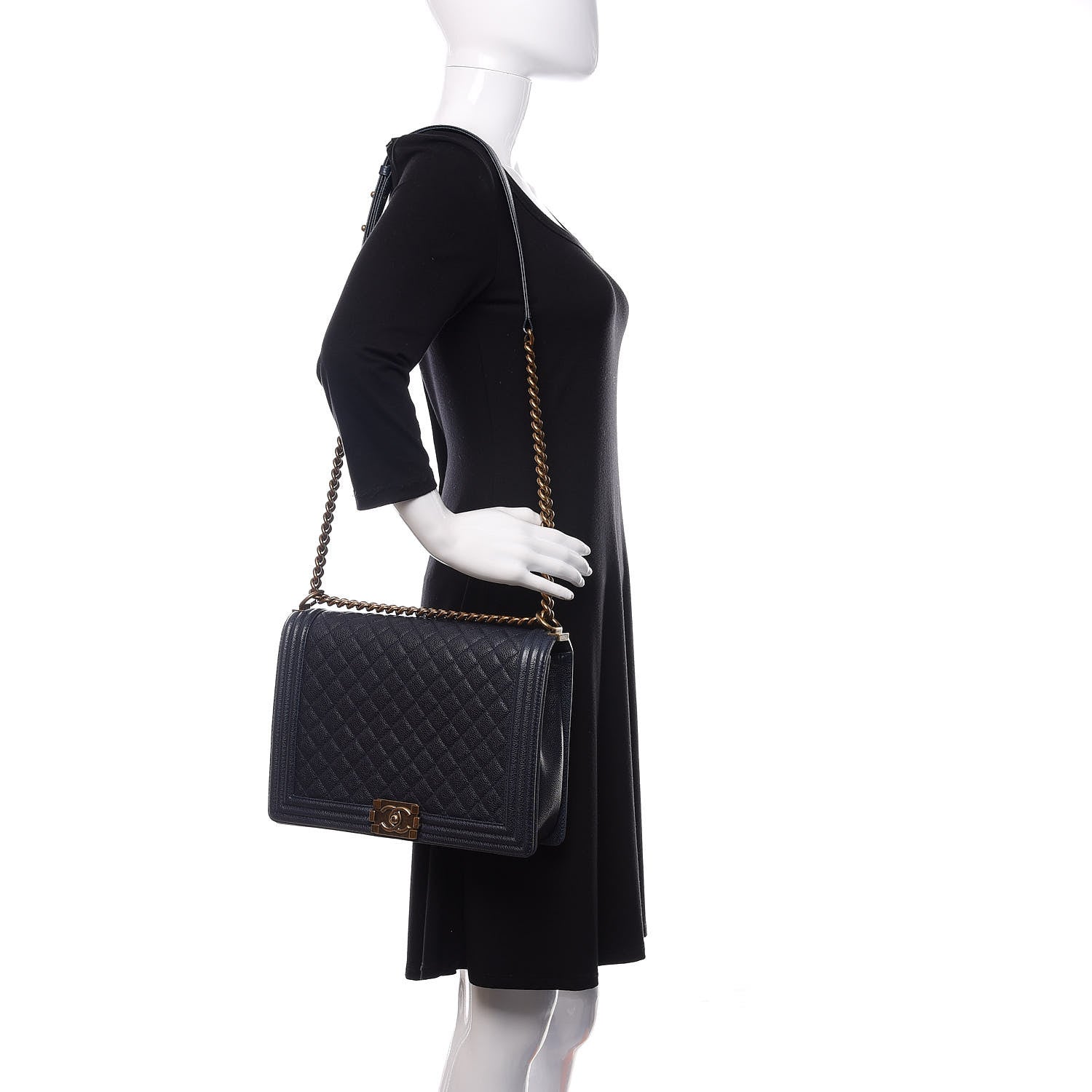 Chanel Caviar Quilted Large Boy Flap Blue 2 of 11