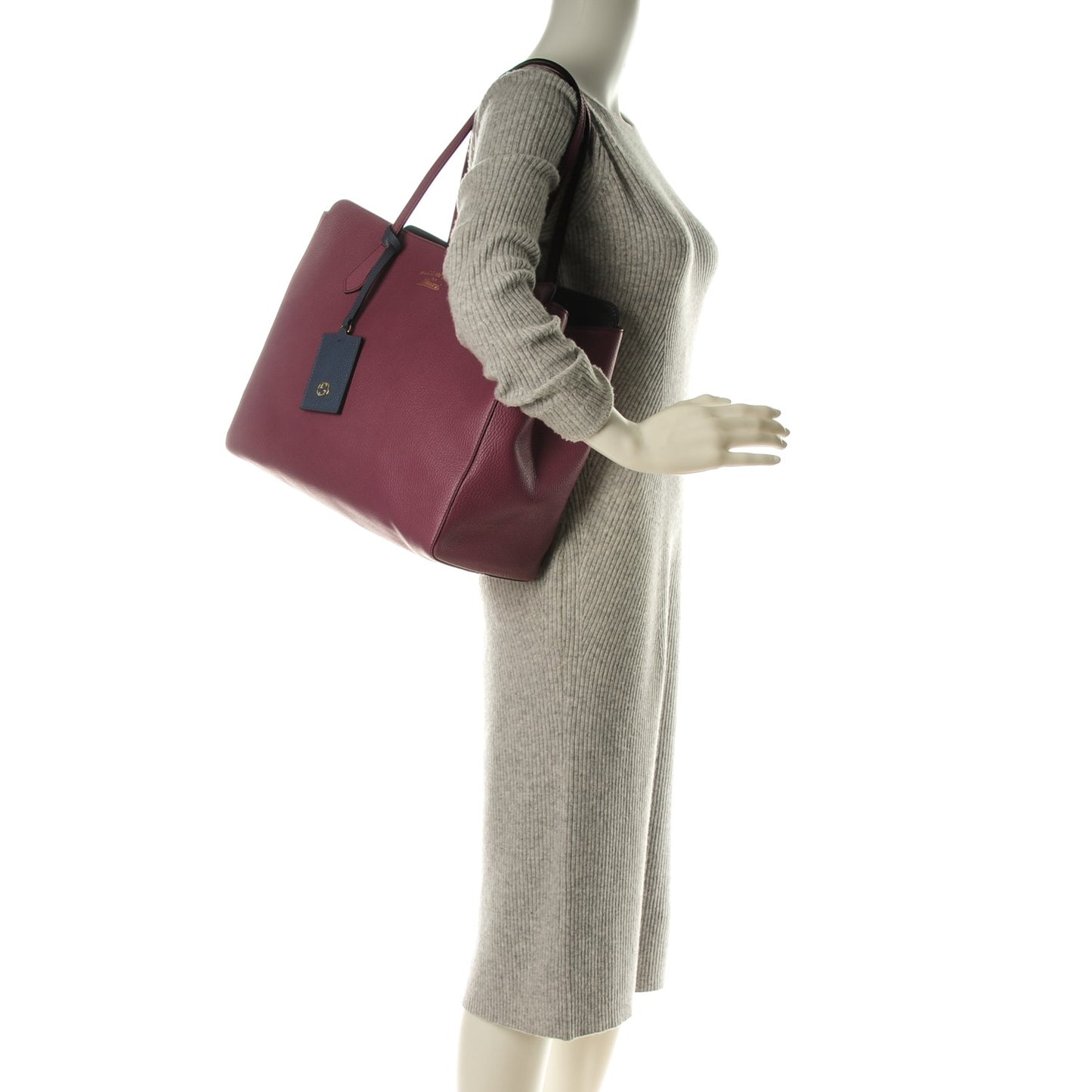 Dollar Calfskin Medium Swing Tote Peonia Flower Washed Blue