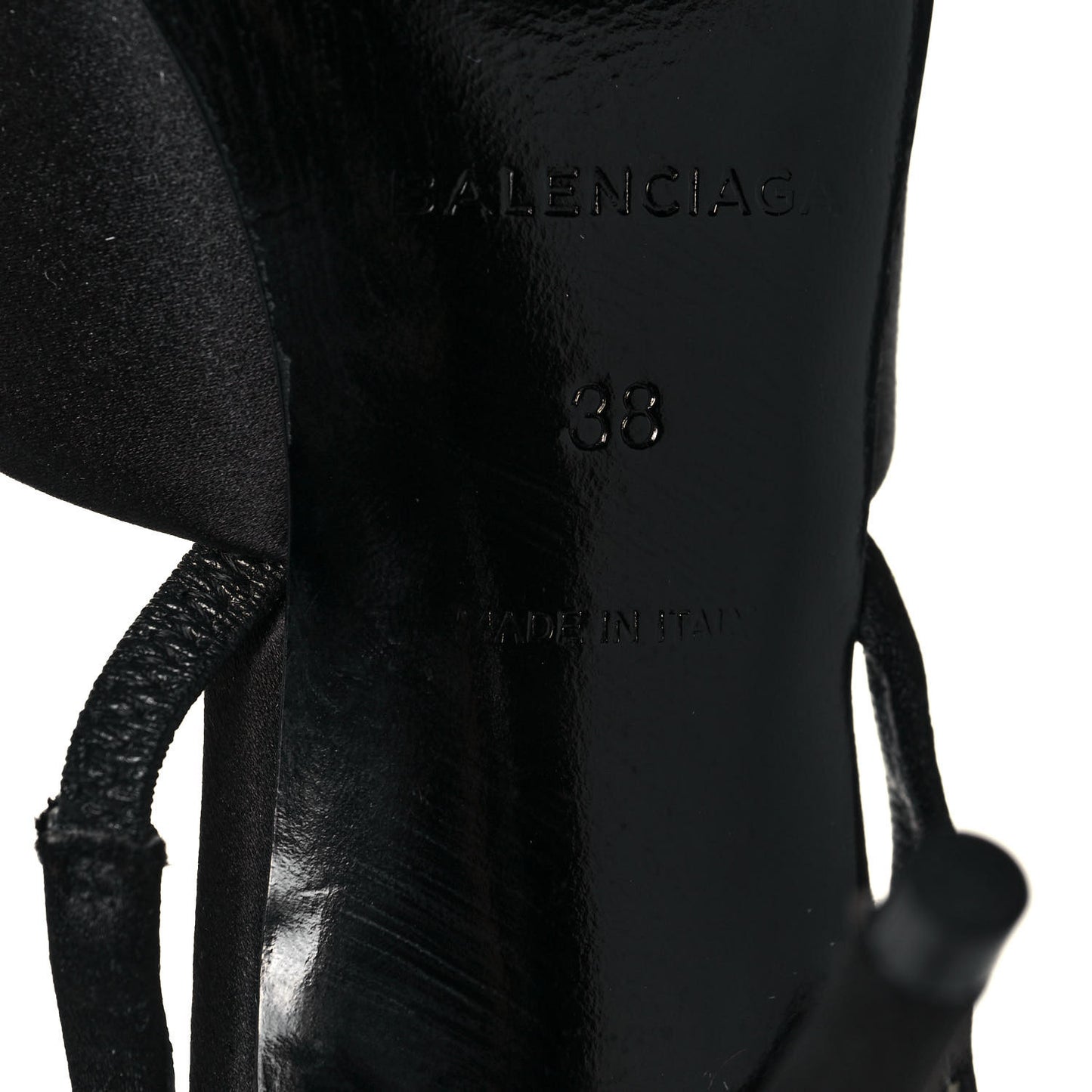 Satin Pointed Toe Knife Slingback Mules 38 Black