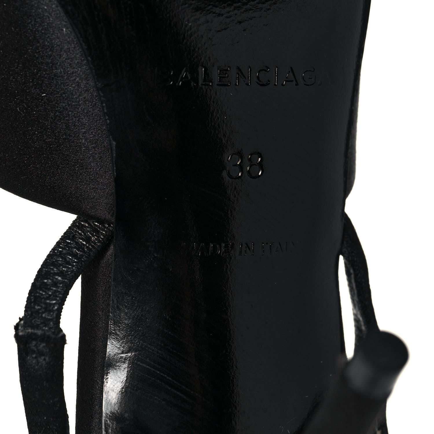 Balenciaga Satin Pointed Toe Knife Slingback Mules 38 Black 6 of 7