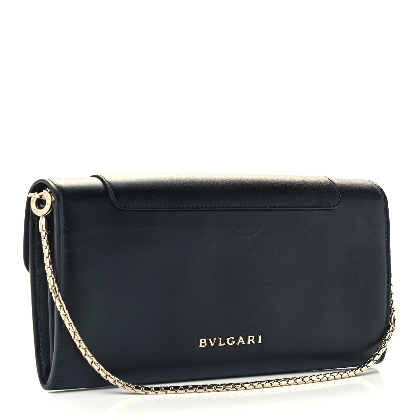 Calfskin Serpenti Forever Chain Wallet Black