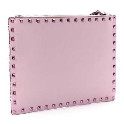 Valentino Garavani Glitter Rockstud Spike Zip Pouch Water Lilac 3 of 7