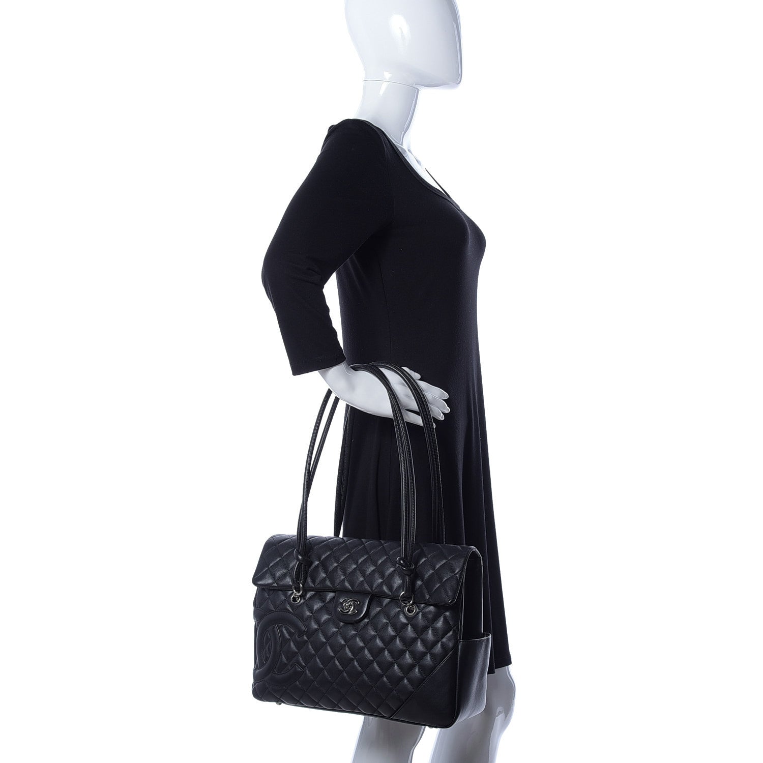 Chanel Calfskin Quilted Large Cambon Flap Black 2 of 8
