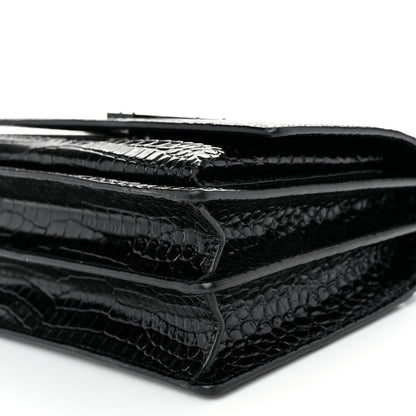 Saint Laurent Calfskin Crocodile Embossed Medium Monochrome Monogram Sunset Black 9 of 9