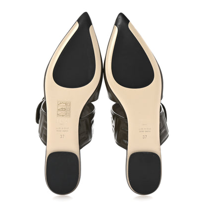 Fendi Vitello FF Embossed Buckle Flat Mules 37 Wood 6 of 9