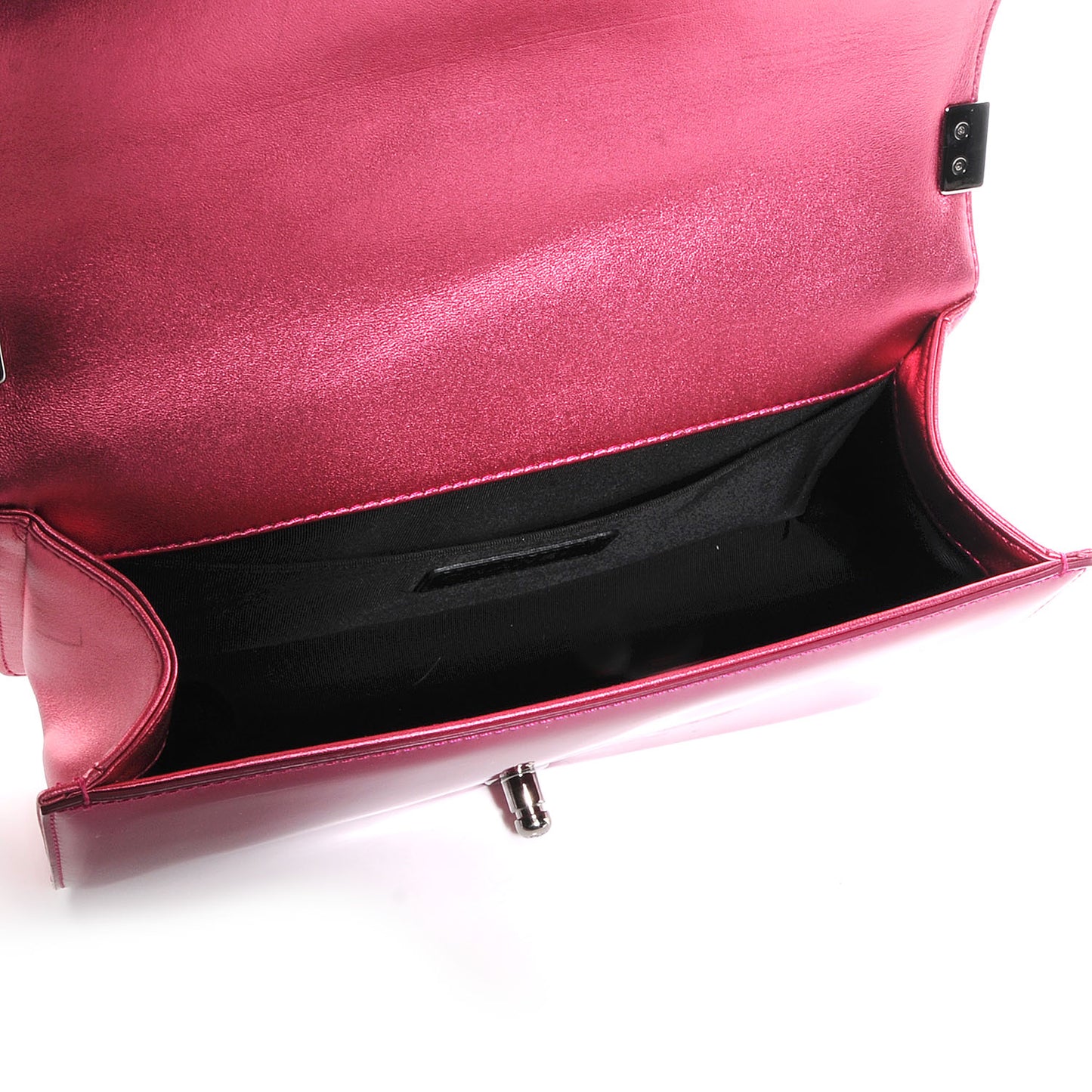 Metallic Patent Calfskin Quilted Medium Boy Flap Pink
