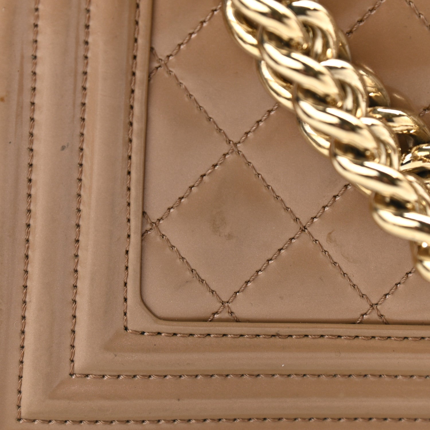 Chanel Iridescent Patent Quilted Small Boy Flap Beige 18 of 18
