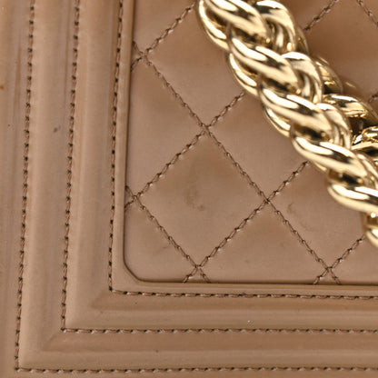 Chanel Iridescent Patent Quilted Small Boy Flap Beige 18 of 18