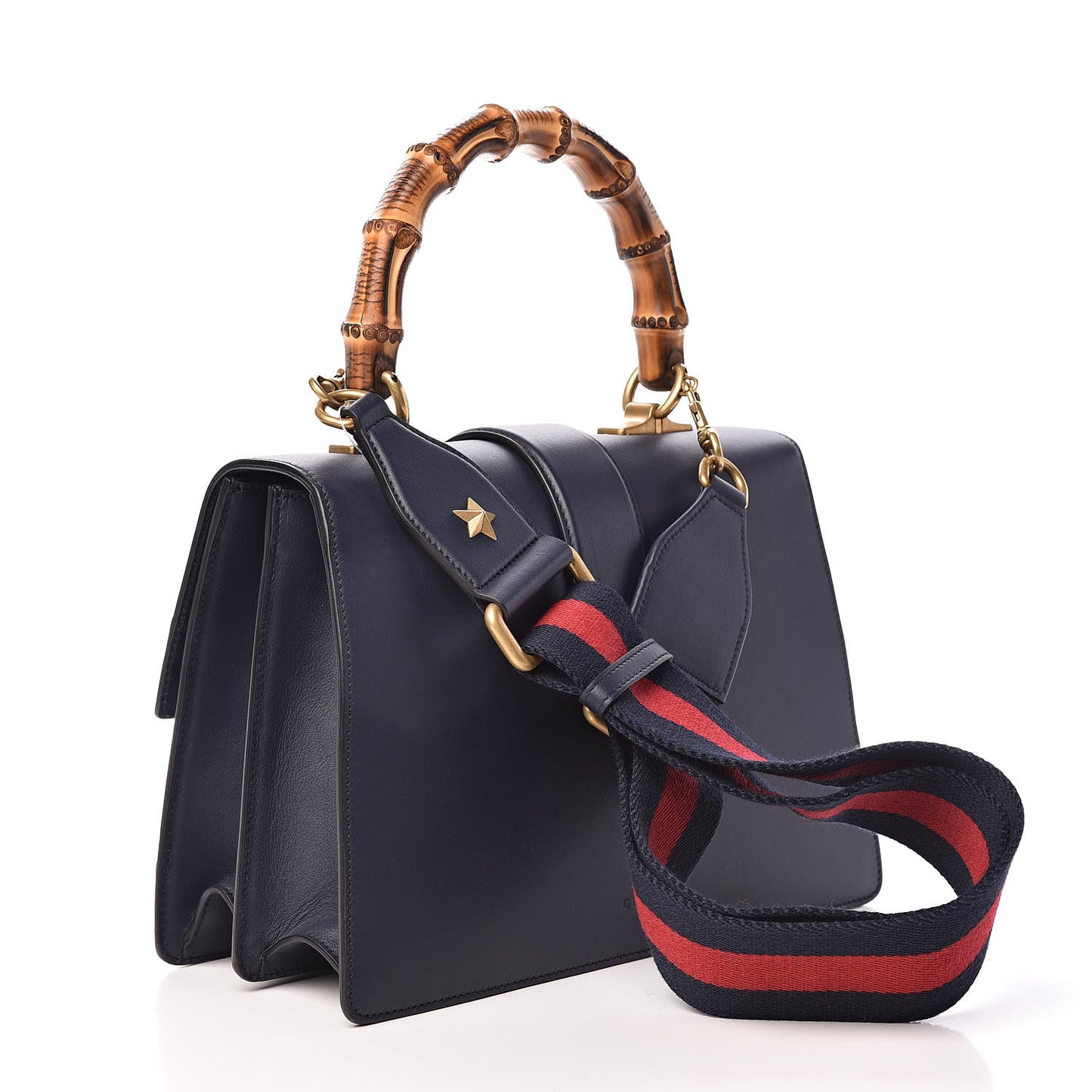 Moon Calfskin Bamboo Web Medium Dionysus Top Handle Bag Blue Emerald Hibiscus Red