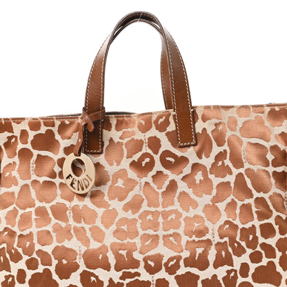 Fendi Jacquard Leopard Print Shopping Tote Brown 8 of 10
