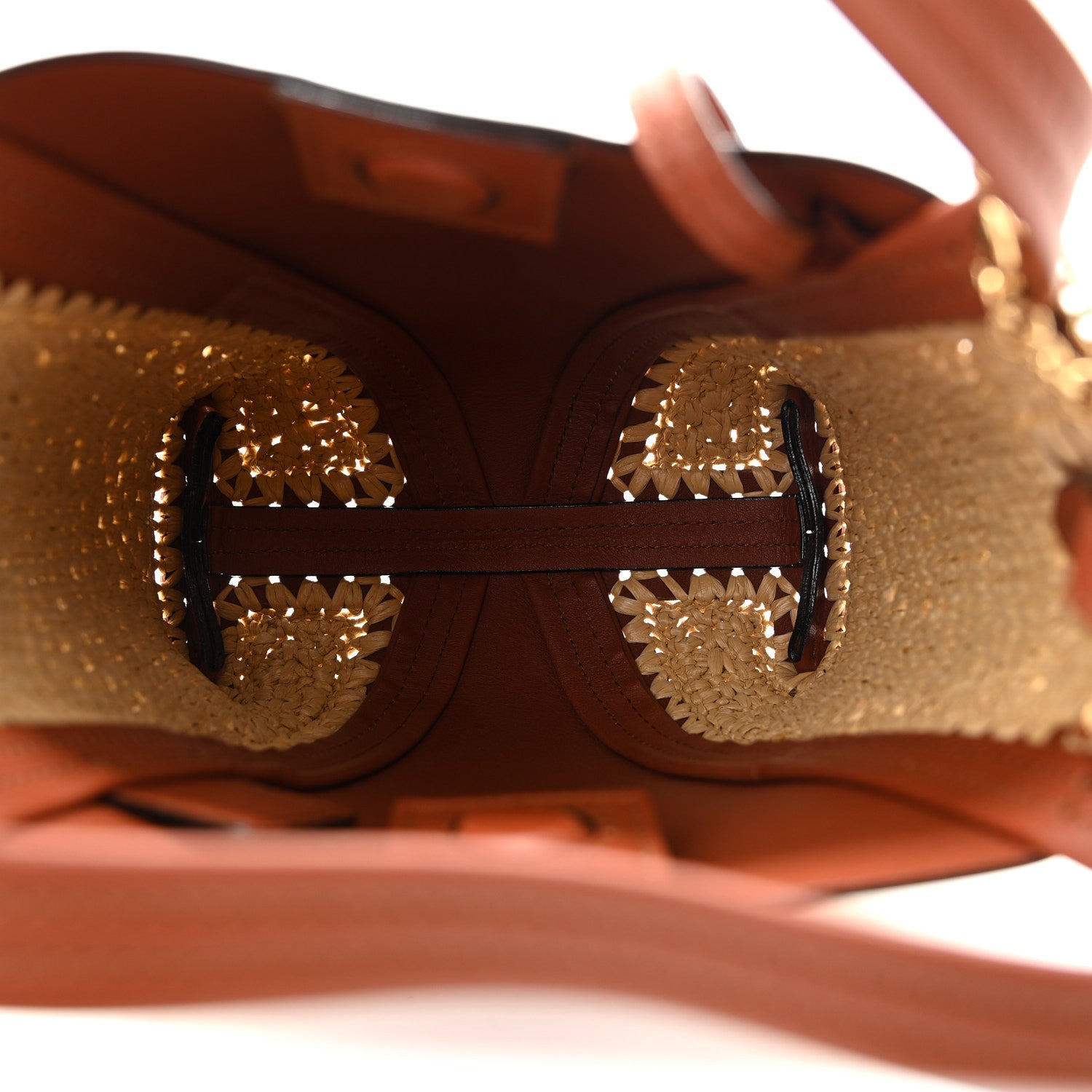 Chloe Raffia Calfskin Small Spin Tote Clay Brown 5 of 11