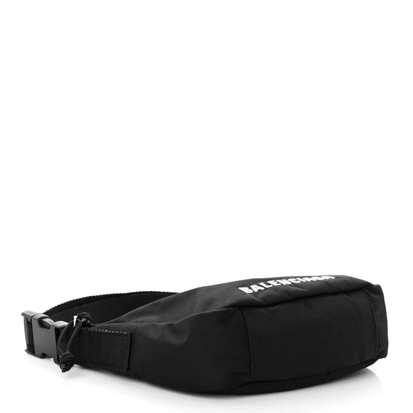 Recycled Sport Nylon Logo Embroidered Wheel Sling Bag Black White
