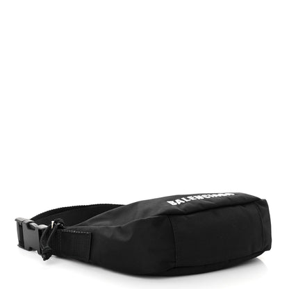 Balenciaga Recycled Sport Nylon Logo Embroidered Wheel Sling Bag Black White 4 of 9