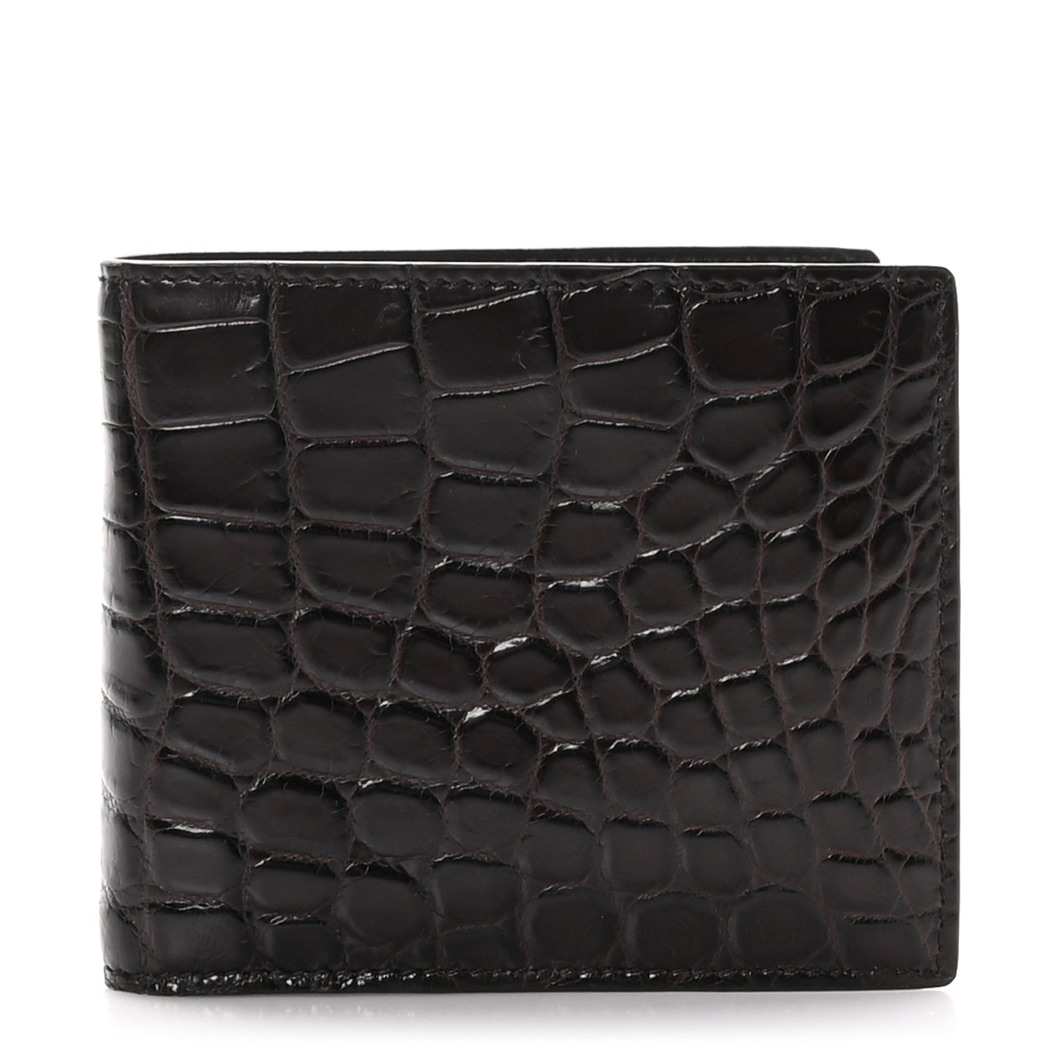Gucci Crocodile Bi-Fold Wallet Brown 1 of 7