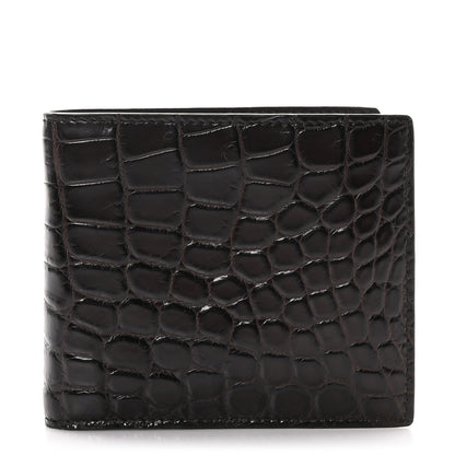 Gucci Crocodile Bi-Fold Wallet Brown 1 of 7
