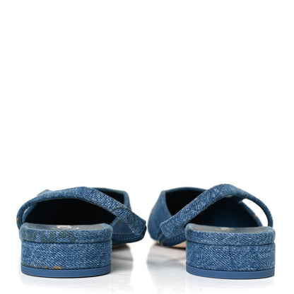 Chanel Denim Cap Toe CC Slingback Flats 38 Light Blue Multicolor 6 of 10