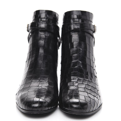 Saint Laurent Calfskin Crocodile Embossed Blake Ankle Boots 40.5 Black 2 of 10