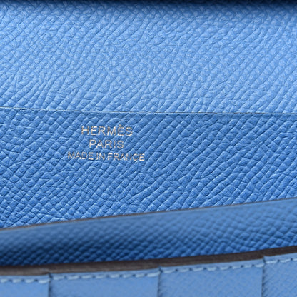 Hermes Epsom Bicolor Bearn Gusset Wallet Orange Poppy Bleu Paradis 6 of 8