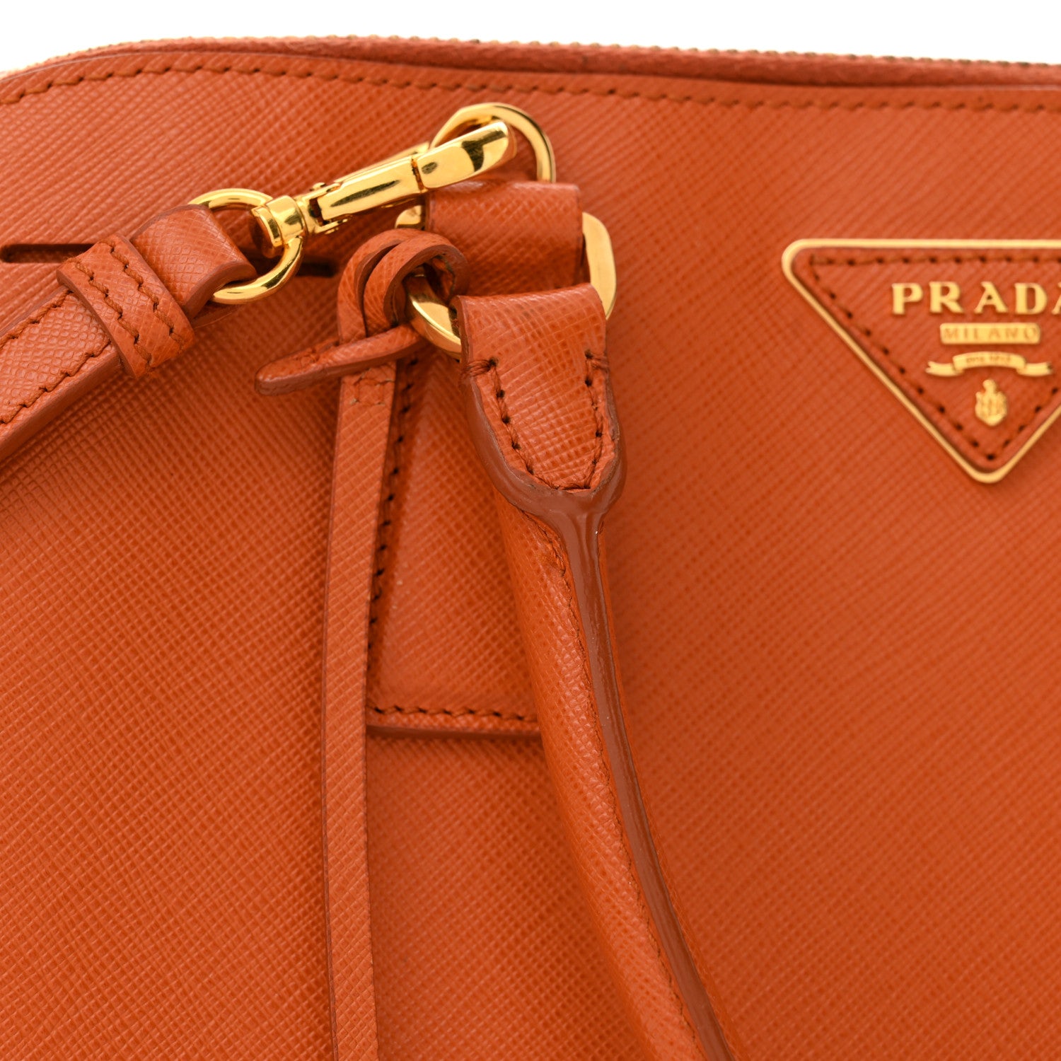 Prada Saffiano Lux Medium Promenade Tote Papaya 12 of 15