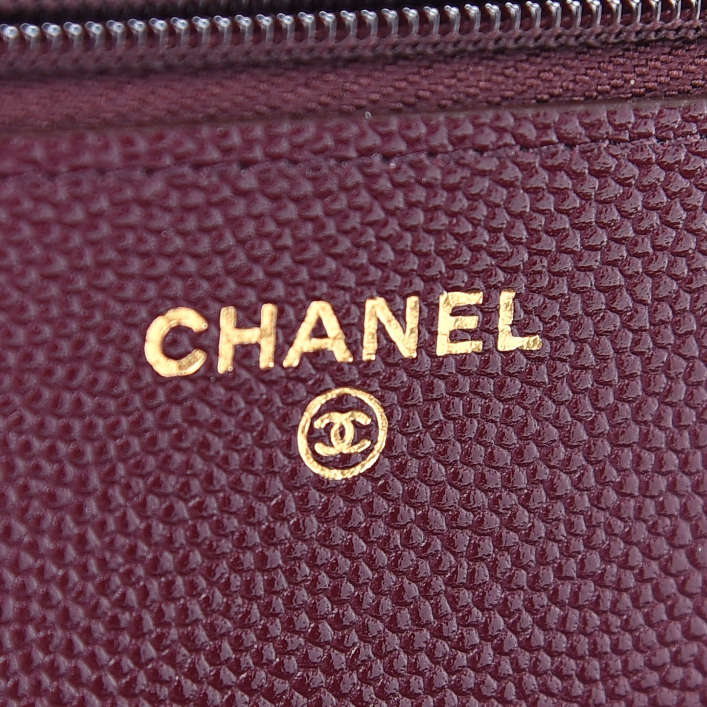Caviar Quilted Wallet on Chain WOC Burgundy